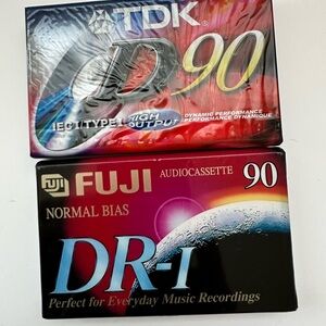 TDK and Fuji Audio Cassette Tapes - Red and Black lot of 2